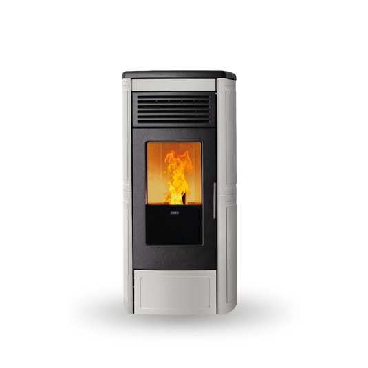 klover aura 80 plus wood pellet stove in ivory, 8.5kw