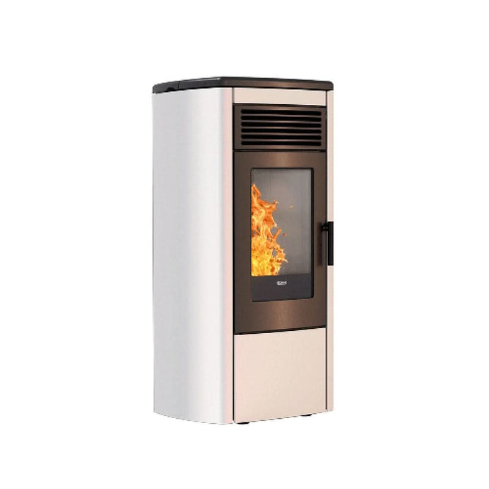 klover aura 100 wood pellet stove in ivory, 9.5kw