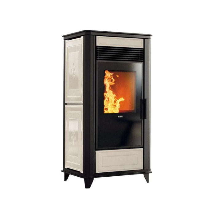 klover class 90 wood pellet stove in ivory, 8.5kw
