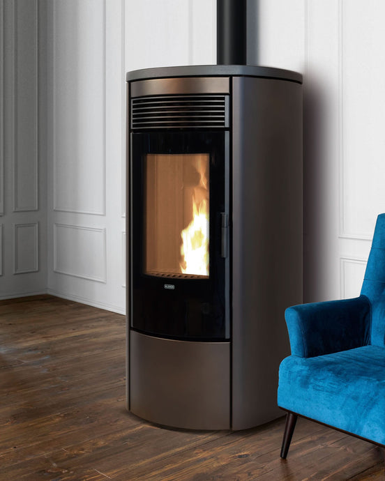 klover omega plus wood pellet stove in bordeaux, 12.1kw