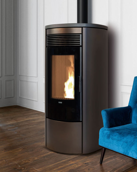 klover omega plus wood pellet stove in bordeaux, 12.1kw