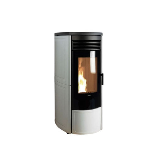 klover omega plus wood pellet stove in ivory, 12.1kw