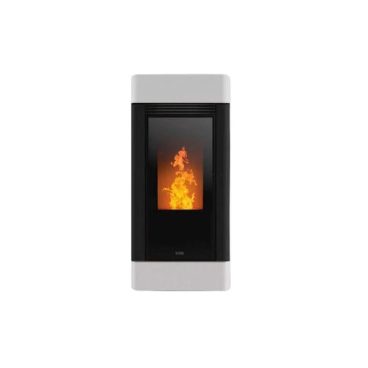 klover twin air wood pellet stove in grey, 8.5kw