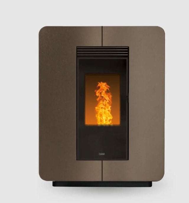 klover astra steel wood pellet stove in bronze, 9.7kw