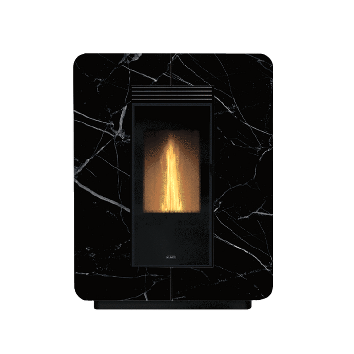 klover astra stone wood pellet stove in black marble, 9.7kw