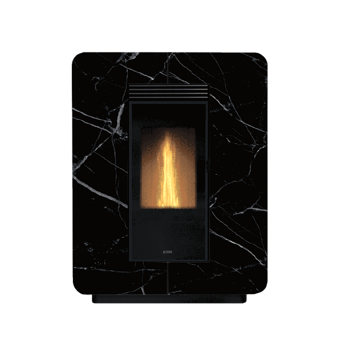 Klover Astra Stone Wood Pellet Stove | 9.7KW | Black Marble | KLATASBM