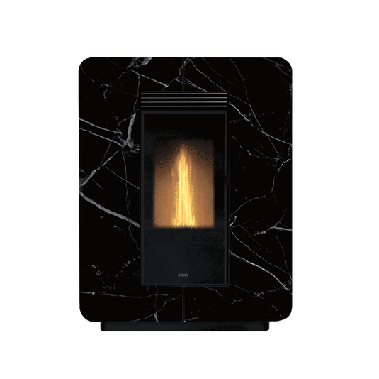 Klover Astra Stone Wood Pellet Stove | 9.7KW | Black Marble | KLATASBM