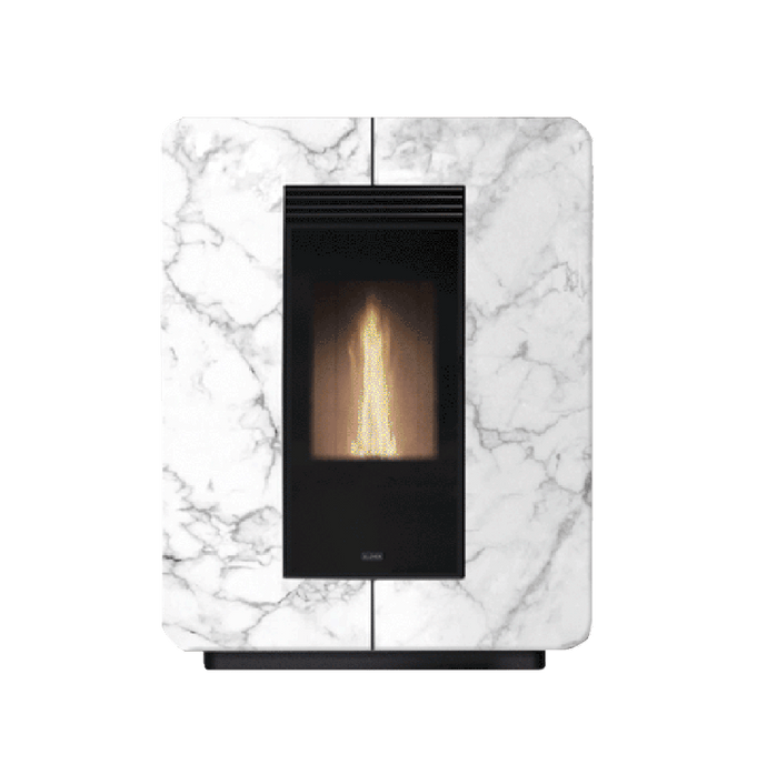 klover astra stone wood pellet stove in white marble, 9.7kw