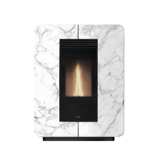 Klover Astra Stone Wood Pellet Stove | 9.7KW | White Marble | KLATASWM