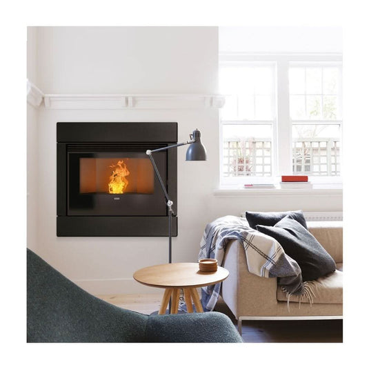 klover wave 110 insert wood pellet stove in matt black, 10.7kw