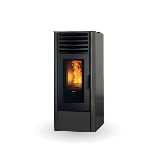klover dea eco 12 wood pellet stove in matt black, 9.6kw