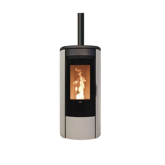 klover oblo wood pellet stove in ivory, 8kw