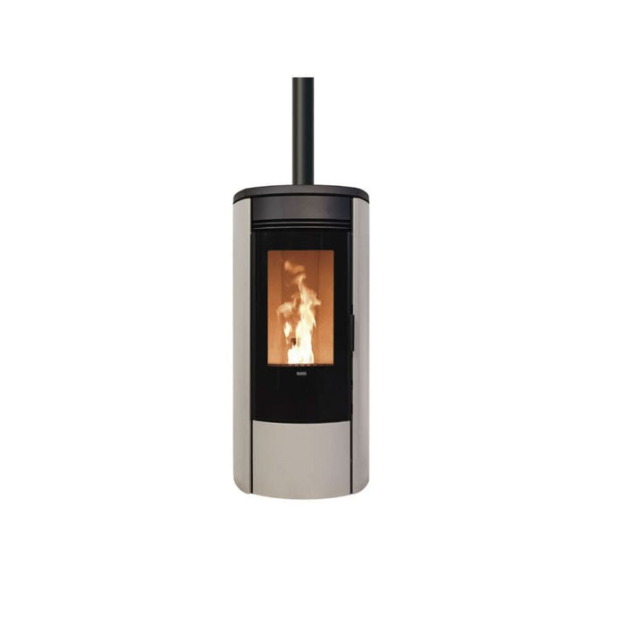 klover oblo wood pellet stove in pearl, 8kw