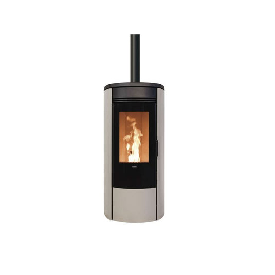 klover oblo wood pellet stove in pearl, 8kw