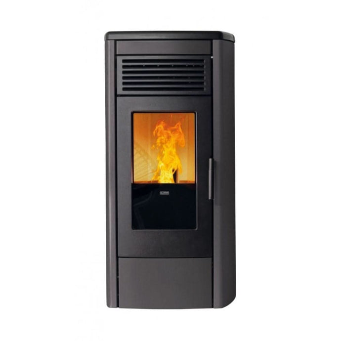 klover aura 80 multi air wood pellet stove in matt black, 8.5kw