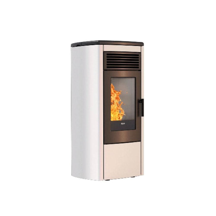 klover aura 100 multi air wood pellet stove in pearl 10.3kw