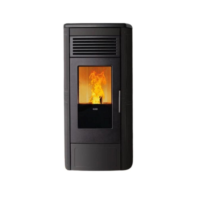 klover aura 100 multi air wood pellet stove in matt black, 10.3kw