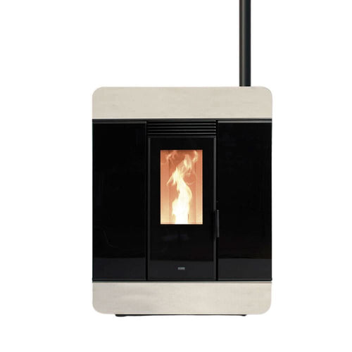 klover diva stone multi air wood pellet stove in cream stone, 9.7kw
