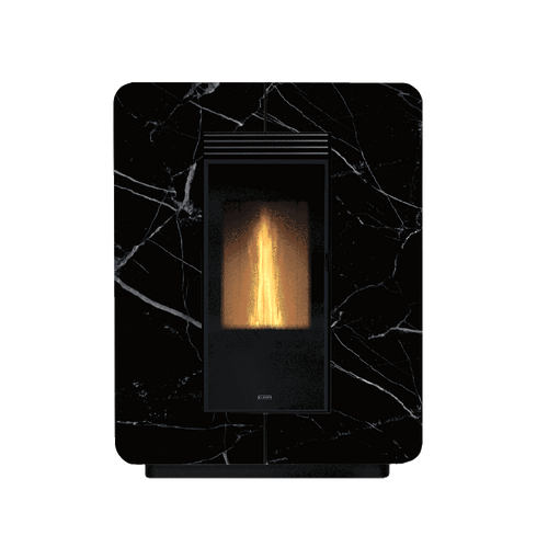 klover astra multi air stone wood pellet stove in black marble, 9.7kw