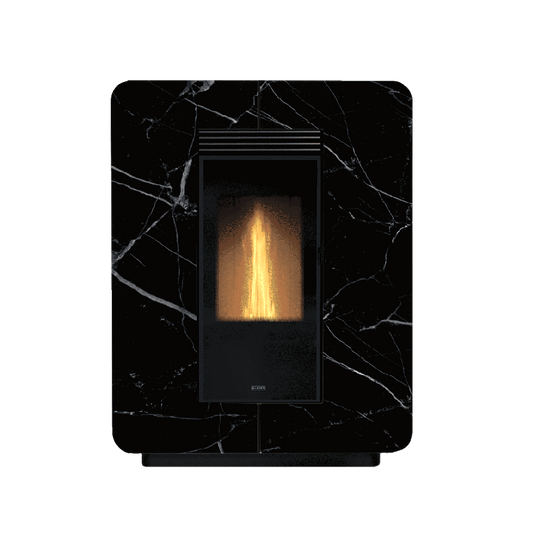 klover astra multi air stone wood pellet stove in black marble, 9.7kw