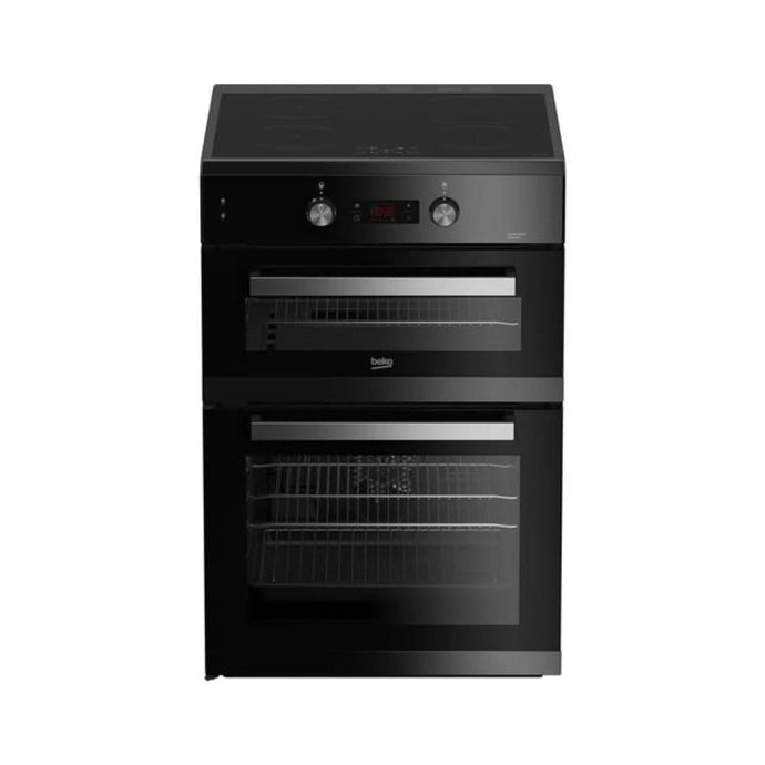 black electric cooker with induction hob and double oven