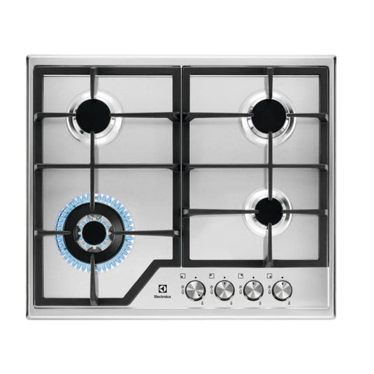 stainless steel gas hob with 4 burners