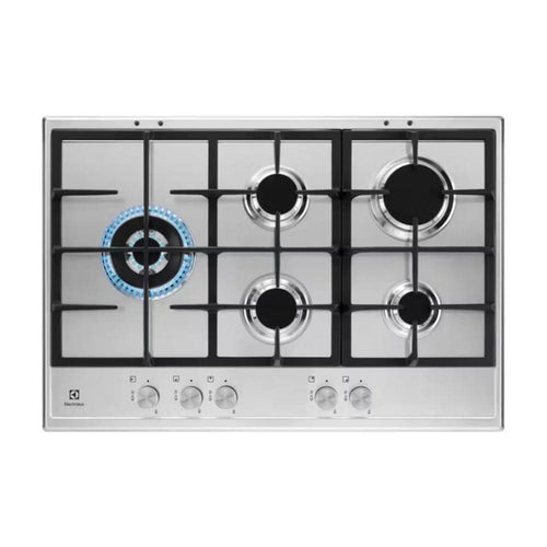 stainless steel gas hob with 5 burners