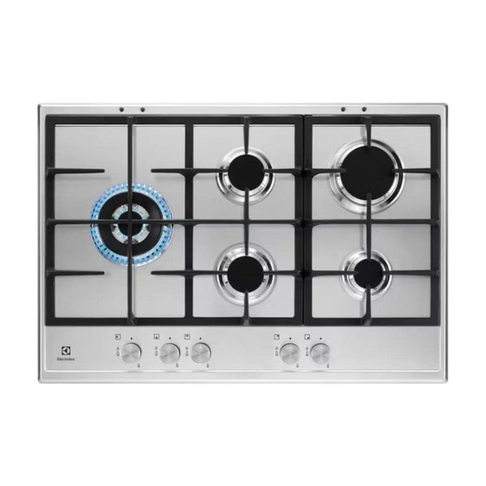 stainless steel gas hob with 5 burners