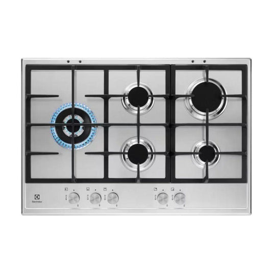 stainless steel gas hob with 5 burners