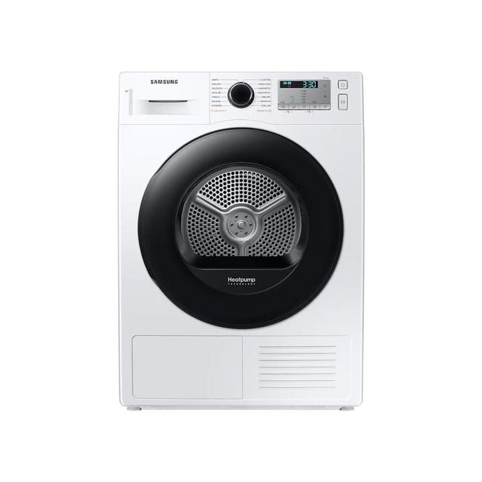 white heat pump dryer with black door