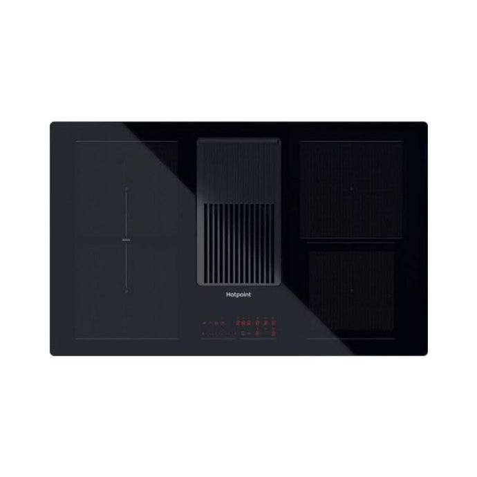 black glass induction hob with a vent in the middle