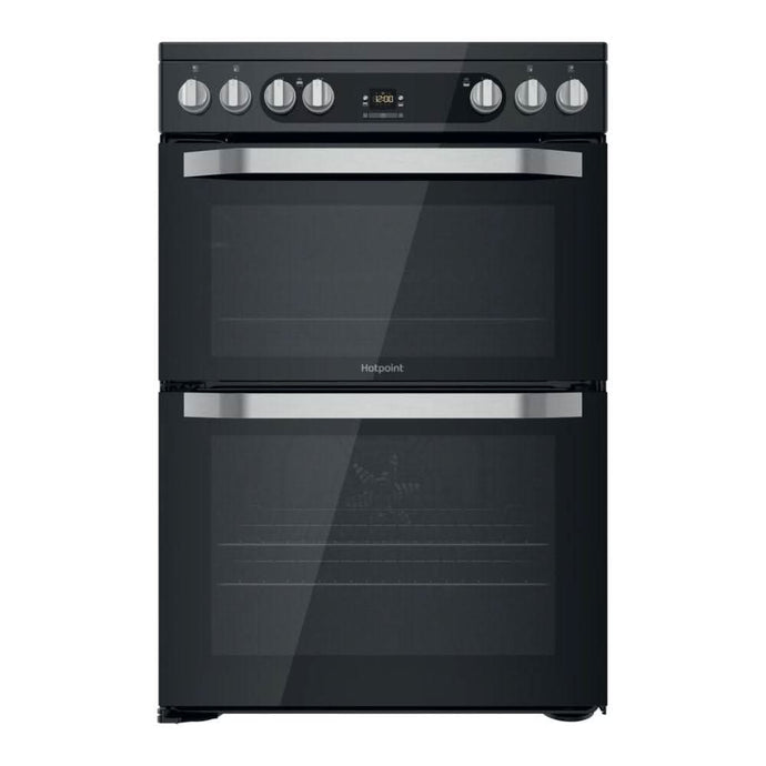 black and stainless steel ceramic cooker with double oven