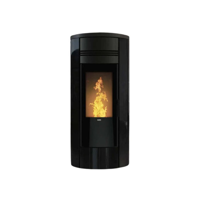klover style 180 glass wood pellet boiler in gloss black, 23.4kw