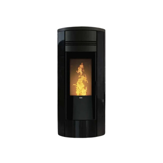 klover style 180 glass wood pellet boiler in gloss black, 23.4kw