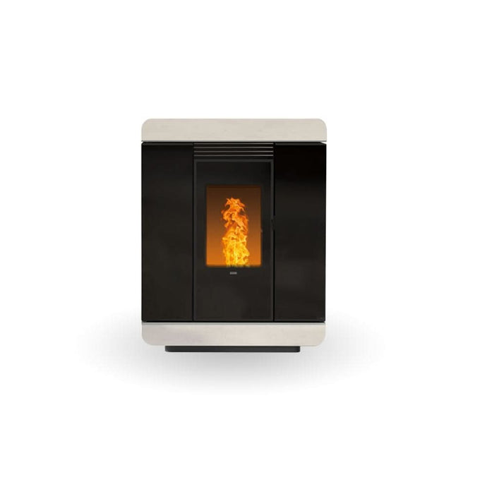 klover diva slima gloss wood pellet boiler in gloss white, 19.8kw