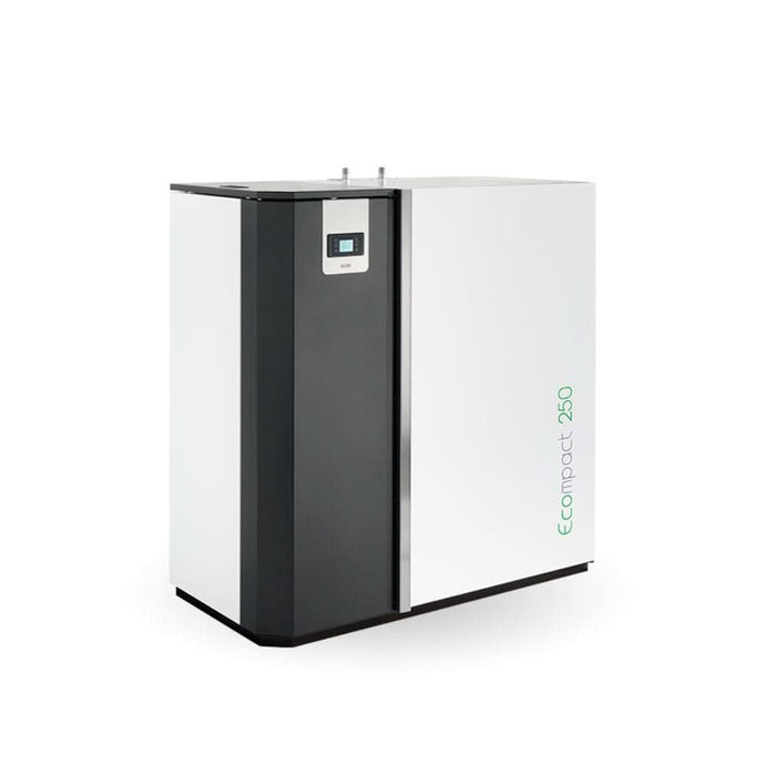 klover e-compact 250 wood pellet boiler in white, 25.2kw
