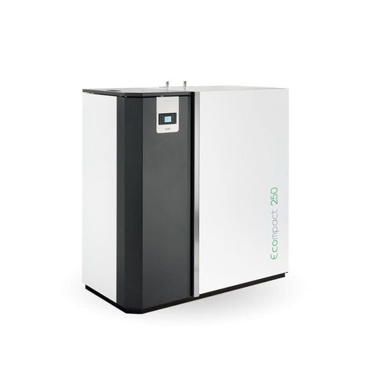 klover e-compact 250 wood pellet boiler in white, 25.2kw