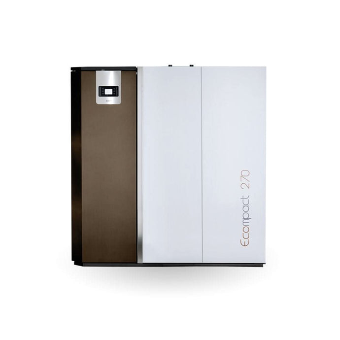klover e-compact 270 wood pellet boiler in white, 27.4kw