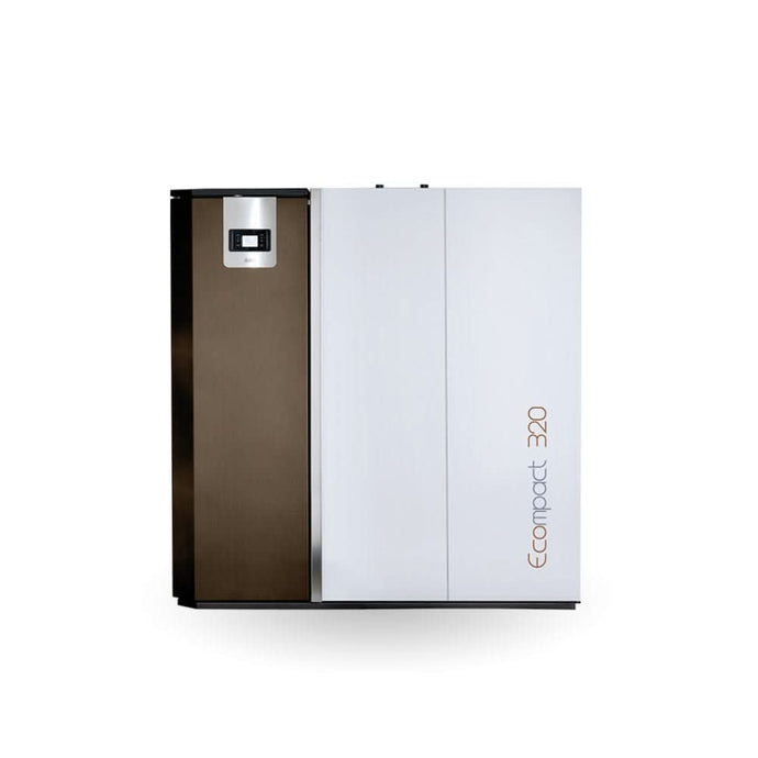 klover e compact 320 wood pellet boiler in white, 31.8kw