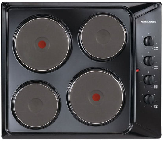 black electric hob with 4 heating zones