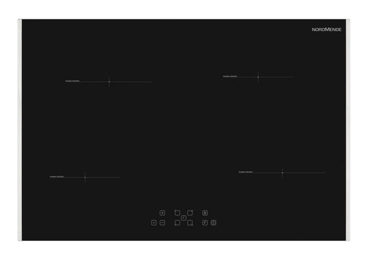 NordMende Induction Hob | 78CM | Black Glass | HCI78FD