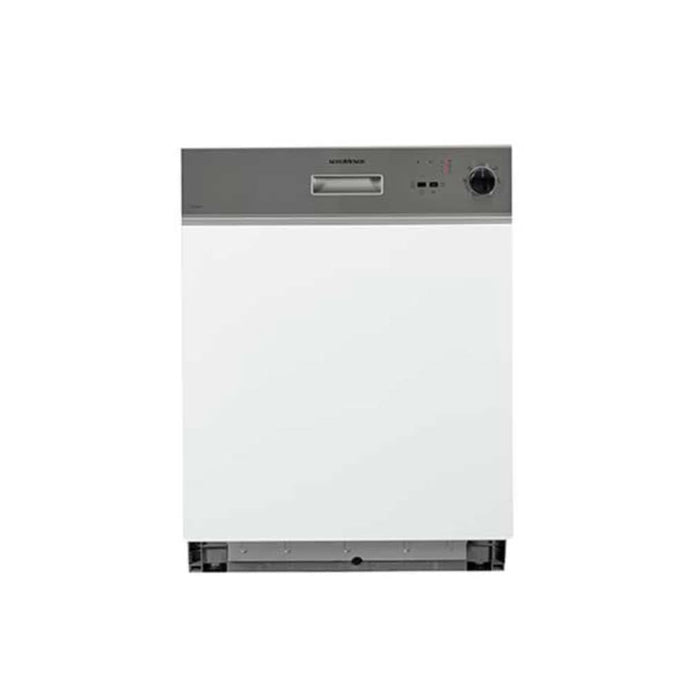 white dishwasher with silver control panel