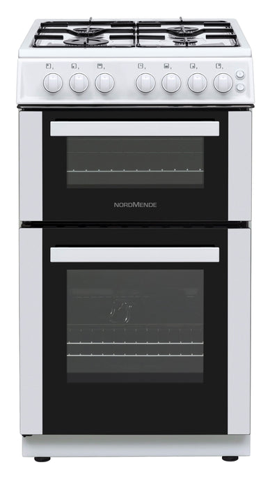 white gas cooker with a double oven