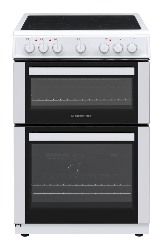 white and black ceramic cooker with induction hob and double oven