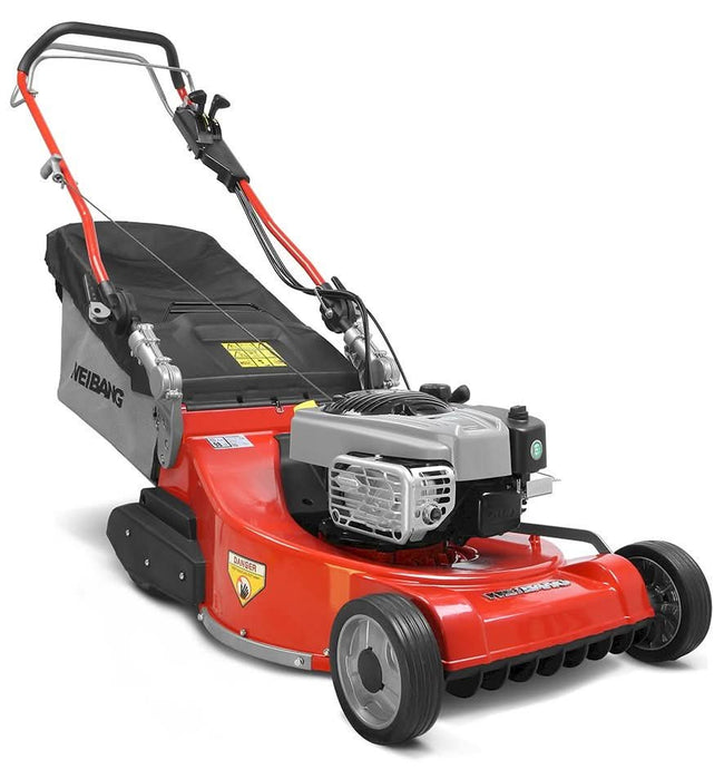 weibang rear roller lawnmower in black and red, 19