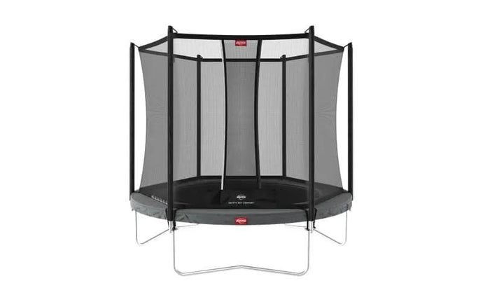 regular grey trampoline with safety net