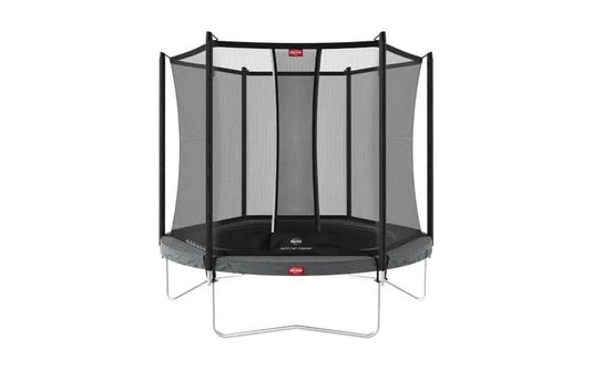 regular grey trampoline with safety net