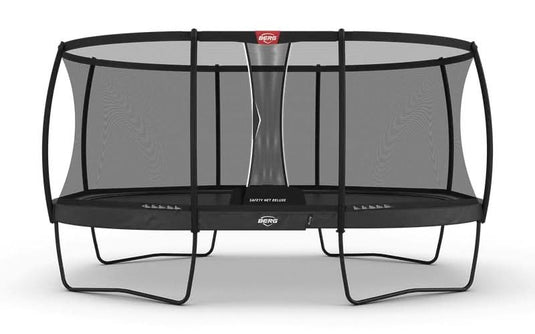 regular grey trampoline with safety net