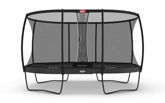 regular grey trampoline with safety net