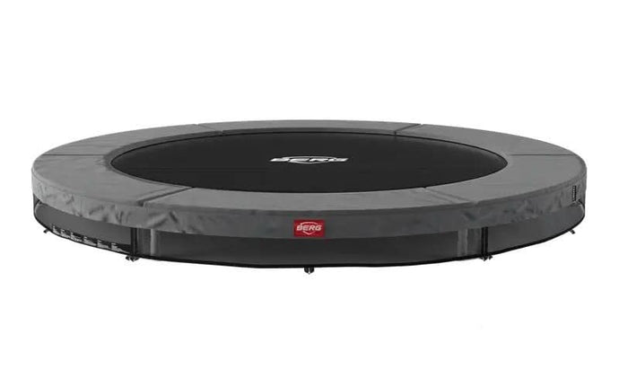 grey inground trampoline